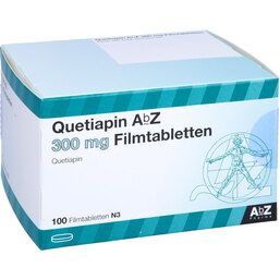 Abbildung: Quetiapin AbZ 300 mg Filmtabletten 100 St, Filmtabletten PZN 09246323