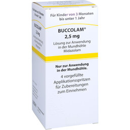 Abbildung: Buccolam 2,5 mg Lösung z.Anwend.i.d.Mundhöhle 4 St, Fertigspritzen PZN 09247110