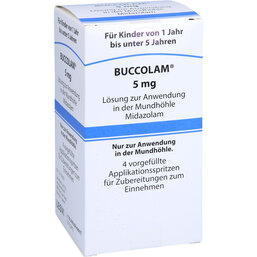 Abbildung: Buccolam 5 mg Lösung z.Anwend.i.d.Mundhöhle 4 St, Fertigspritzen PZN 09247127
