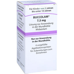 Abbildung: Buccolam 7,5 mg Lösung z.Anwend.i.d.Mundhöhle 4 St, Fertigspritzen PZN 09247133