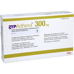 Abbildung: Zypadhera 300 mg Pulver + Lösung z.Her.e.Depot-Injektionssuspension 1 P, Trockensubstanz mit Lösun PZN 09252281