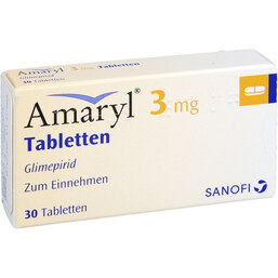 Abbildung: Amaryl 3 mg Tabletten 30 St, Tabletten PZN 09262345