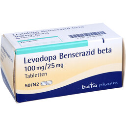 Abbildung: Levodopa Benserazid beta 100 mg / 25 mg Tabletten 50 St, Tabletten PZN 09264031