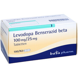 Abbildung: Levodopa Benserazid beta 100 mg / 25 mg Tabletten 100 St, Tabletten PZN 09264054