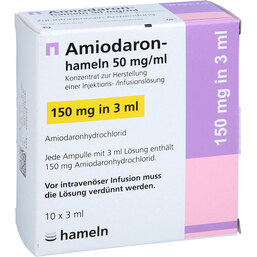 Abbildung: Amiodaron hameln 50 mg / ml Injektionslösung 10X3 ml, Ampullen PZN 09266722