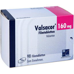 Abbildung: Valsacor 160 mg Filmtabletten 98 St, Filmtabletten PZN 09269666