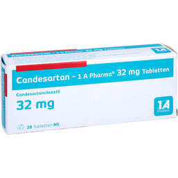 Abbildung: Candesartan 1A Pharma 32 mg Tabletten 28 St, Tabletten PZN 09273194