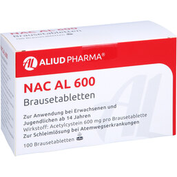 Abbildung: NAC AL 600 Brausetabletten 100 St, Brausetabletten PZN 09276241