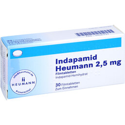 Abbildung: Indapamid Heumann 2,5 mg Filmtabletten 30 St, Filmtabletten PZN 09281727