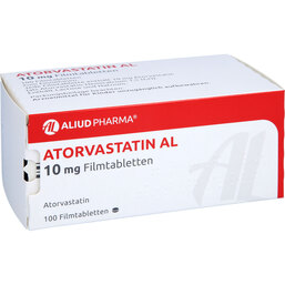 Abbildung: Atorvastatin AL 10 mg Filmtabletten 100 St, Filmtabletten PZN 09281839