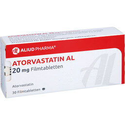 Abbildung: Atorvastatin AL 20 mg Filmtabletten 30 St, Filmtabletten PZN 09281845