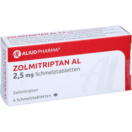 Abbildung: Zolmitriptan AL 2,5 mg Schmelztabletten 6 St, Schmelztabletten PZN 09282307