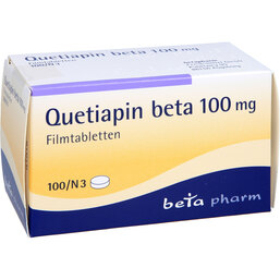 Abbildung: Quetiapin beta 100 mg Filmtabletten 100 St, Filmtabletten PZN 09284619