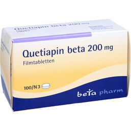Abbildung: Quetiapin beta 200 mg Filmtabletten 100 St, Filmtabletten PZN 09284714