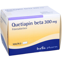 Abbildung: Quetiapin beta 300 mg Filmtabletten 100 St, Filmtabletten PZN 09284772