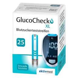 Abbildung: GlucoCheck XL Blutzuckerteststreifen Teststreifen, 25 St PZN 09286601