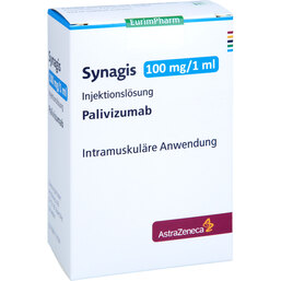 Abbildung: Synagis 100 mg Injektionslösung 100 mg / ml Durchstechflasche  1X1.0 ml, Injektionslösung PZN 09290040