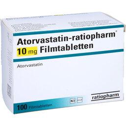 Abbildung: Atorvastatin ratiopharm 10 mg Filmtabletten 100 St, Filmtabletten PZN 09292783