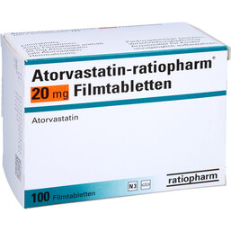 Abbildung: Atorvastatin ratiopharm 20 mg Filmtabletten 100 St, Filmtabletten PZN 09292820
