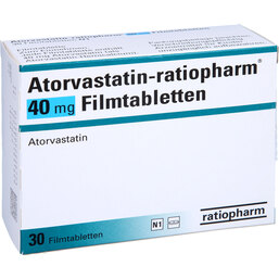 Abbildung: Atorvastatin ratiopharm 40 mg Filmtabletten 30 St, Filmtabletten PZN 09292872