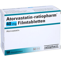 Abbildung: Atorvastatin ratiopharm 40 mg Filmtabletten 50 St, Filmtabletten PZN 09292889