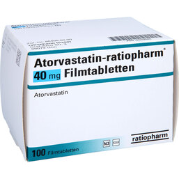 Abbildung: Atorvastatin ratiopharm 40 mg Filmtabletten 100 St, Filmtabletten PZN 09292895