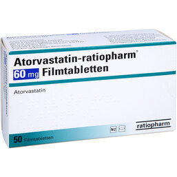 Abbildung: Atorvastatin ratiopharm 60 mg Filmtabletten 50 St, Filmtabletten PZN 09292926