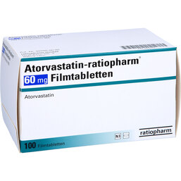 Abbildung: Atorvastatin ratiopharm 60 mg Filmtabletten 100 St, Filmtabletten PZN 09292932