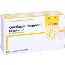 Abbildung: Quetiapin Hormosan 25 mg Filmtabletten 20 St, Filmtabletten PZN 09294492