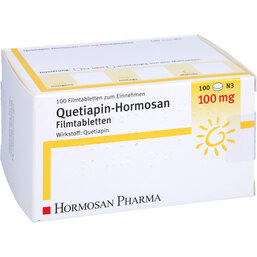 Abbildung: Quetiapin Hormosan 100 mg Filmtabletten 100 St, Filmtabletten PZN 09294552