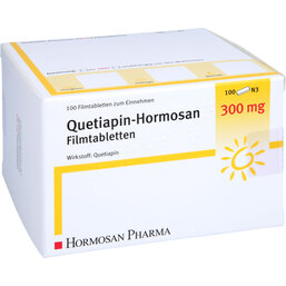 Abbildung: Quetiapin Hormosan 300 mg Filmtabletten 100 St, Filmtabletten PZN 09294629