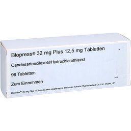Abbildung: Blopress 32 mg Plus 12,5 mg Tabletten 98 St, Tabletten PZN 09294977