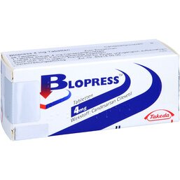 Abbildung: Blopress 4 mg Tabletten 98 St, Tabletten PZN 09295043