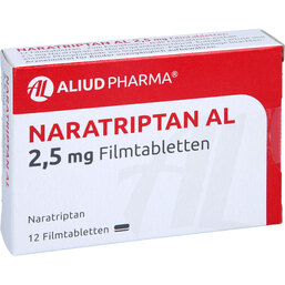 Abbildung: Naratriptan AL 2,5 mg Filmtabletten 12 St, Filmtabletten PZN 09296999