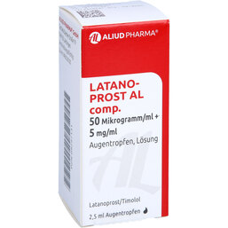 Abbildung: Latanoprost AL comp.50 Mikrogramm / ml + 5mg / ml Augentropfen 2.5 ml, Augentropfen PZN 09297131