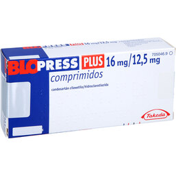 Abbildung: Blopress 16 mg plus 12,5 mg Tabletten 98 St, Tabletten PZN 09297444