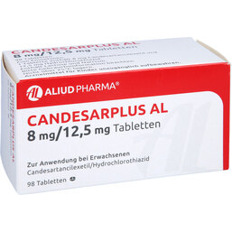 Abbildung: Candesarplus AL 8 mg / 12,5 mg Tabletten 98 St, Tabletten PZN 09297645