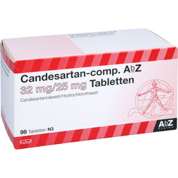 Abbildung: Candesartan AbZ comp. 32 mg / 25 mg Tabletten 98 St, Tabletten PZN 09297668