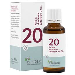Abbildung: Biochemie Pflüger 20 Kalium aluminium sulfuricum D 6 Tropfen Tropfen, 30 ml PZN 09298662