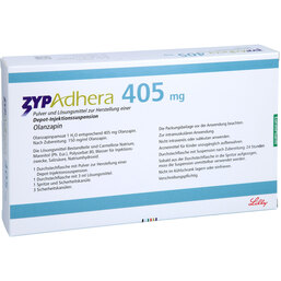 Abbildung: Zypadhera 405 mg Pulver + Lösung z.Her.e.Depot-Injektionssuspension 1 P, Trockensubstanz mit Lösun PZN 09300212