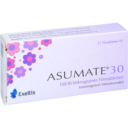 Abbildung: Asumate 30 0,15 mg / 0,03 mg Filmtabletten 1X21 St, Filmtabletten PZN 09315449