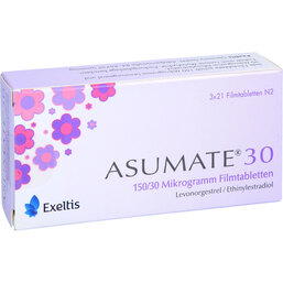 Abbildung: Asumate 30 0,15 mg / 0,03 mg Filmtabletten 3X21 St, Filmtabletten PZN 09315455