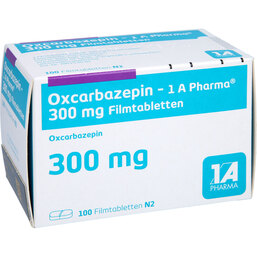 Abbildung: Oxcarbazepin 1A Pharma 300 mg Filmtabletten 100 St, Filmtabletten PZN 09318471