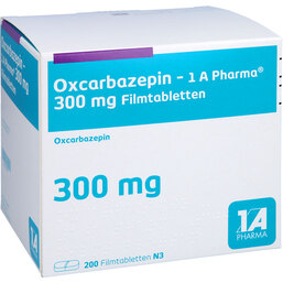 Abbildung: Oxcarbazepin 1A Pharma 300 mg Filmtabletten 200 St, Filmtabletten PZN 09318488