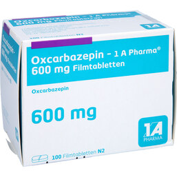 Abbildung: Oxcarbazepin 1A Pharma 600 mg Filmtabletten 100 St, Filmtabletten PZN 09318502