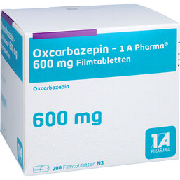 Abbildung: Oxcarbazepin 1A Pharma 600 mg Filmtabletten 200 St, Filmtabletten PZN 09318519