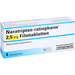 Abbildung: Naratriptan ratiopharm 2,5 mg Filmtabletten 4 St, Filmtabletten PZN 09318548