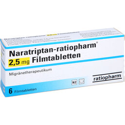 Abbildung: Naratriptan ratiopharm 2,5 mg Filmtabletten 6 St, Filmtabletten PZN 09318554
