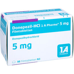 Abbildung: Donepezil HCL 1A Pharma 5 mg Filmtabletten 98 St, Filmtabletten PZN 09322231