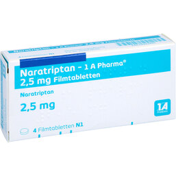 Abbildung: Naratriptan 1A Pharma 2,5 mg Filmtabletten 4 St, Filmtabletten PZN 09322490